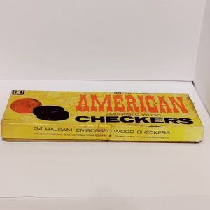 Vintage Halsam 24 Embossed #145H Wood Tournament Checkers